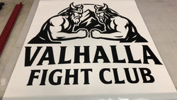 Large format custom vinyl decals for sports clubs and storefront windows.